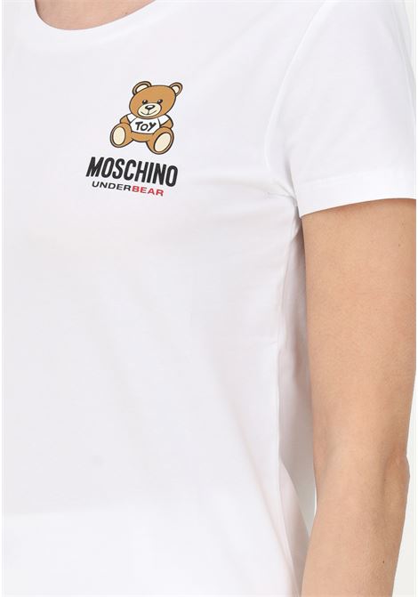 White casual t-shirt for women with logo print on the chest MOSCHINO | T-shirt | A078344100001