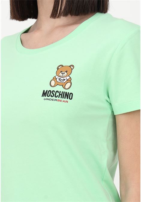 Casual green women's t-shirt with logo print on the chest MOSCHINO | T-shirt | A078344100449