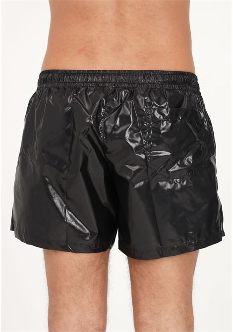Shorts mare nero da uomo effetto busta con placca metallica M MOSCHINO | Beachwear | A422193040555