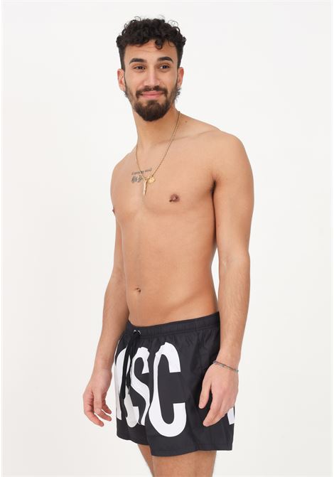Shorts mare nero da uomo con stampa logo lettering MOSCHINO | Beachwear | A428693081555