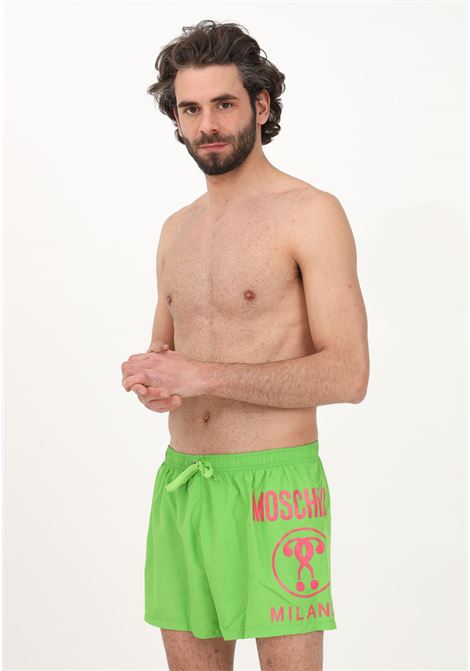 Shorts mare verde da uomo con stampa logo MOSCHINO | Beachwear | A428793010396