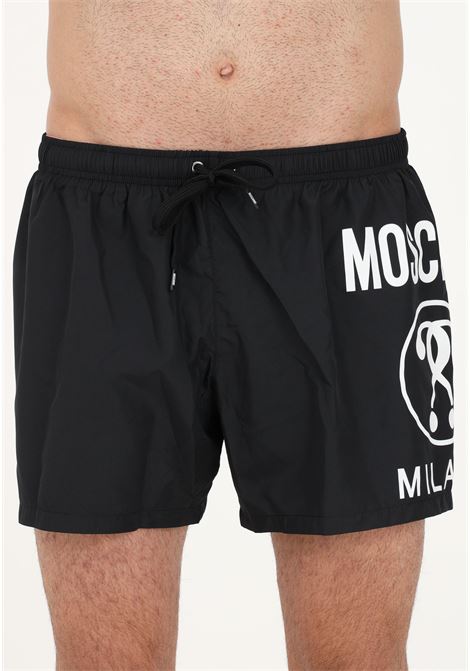 Shorts mare nero da uomo con stampa logo MOSCHINO | Beachwear | A428793010555