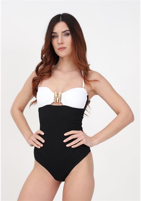 Black women's one-piece swimsuit with different colored cups MOSCHINO | Beachwear | A492195031555