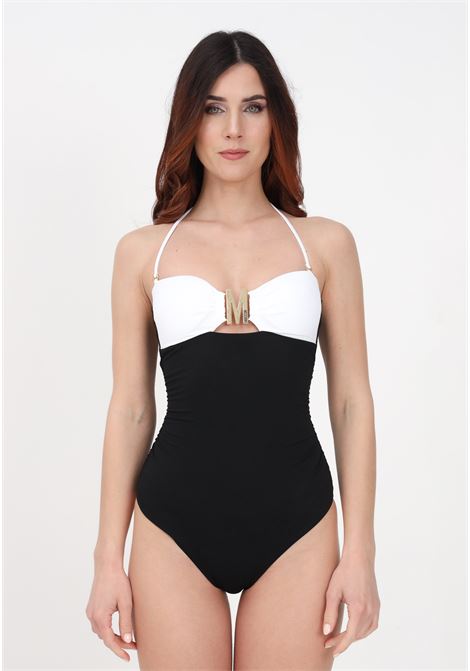 Black women's one-piece swimsuit with different colored cups MOSCHINO | Beachwear | A492195031555