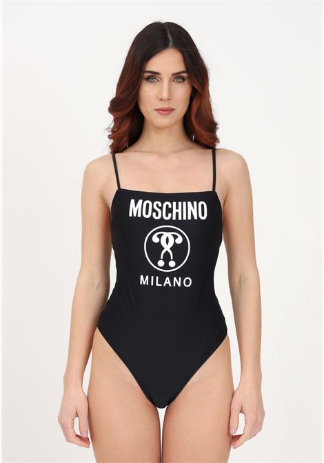 Black women's swimsuit with logo print MOSCHINO | Beachwear | A498649010555
