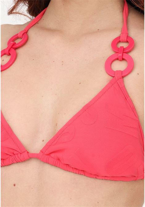 Fuchsia women's beach top with tonal embossed logo MOSCHINO | Beachwear | A570894050213