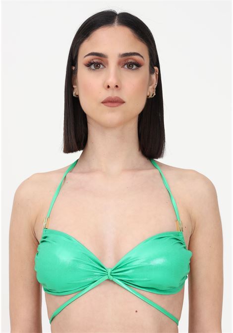 Women's satin green beach top with M plates MOSCHINO | Beachwear | A571994250396