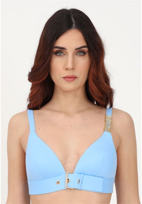Women's light blue beach top with buckle and logo MOSCHINO | Beachwear | A578395030305