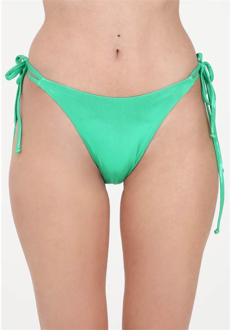 Green satin women's bikini bottom with double side lace MOSCHINO | Beachwear | A591994250396