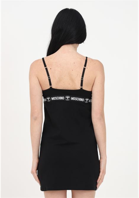 Short black dress for women with logo band MOSCHINO | A710144060555