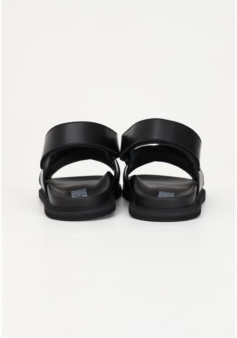 Black sandals for men with crossed bands and logo MOSCHINO | Sandals | MB16203G0GGA0000