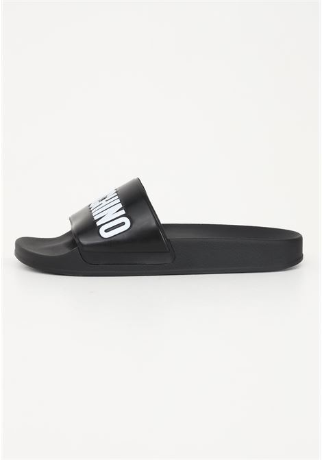 Luxury government Discard Black men's slippers with lettering logo - MOSCHINO - Pavidas
