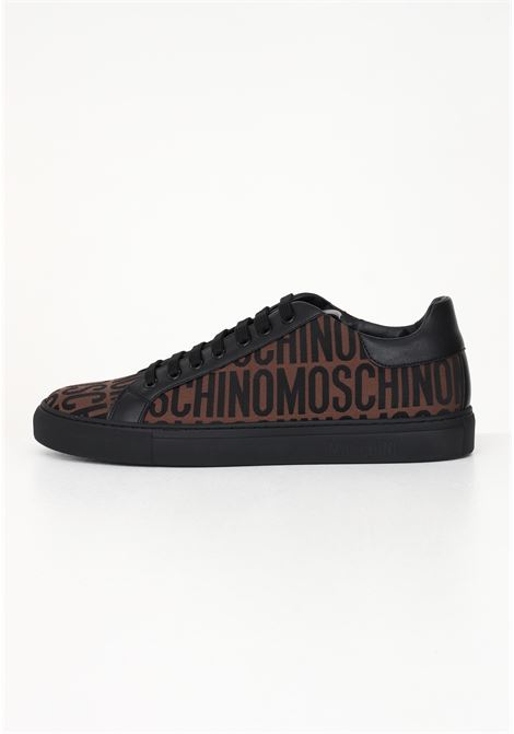 Sneakers casual marrone da uomo con logo all-over MOSCHINO | Sneakers | MM15012G0G10130A