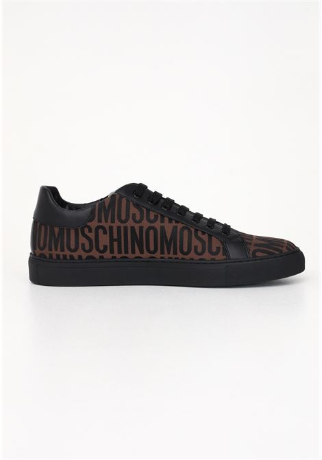 Sneakers casual marrone da uomo con logo all-over MOSCHINO | Sneakers | MM15012G0G10130A