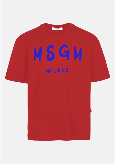 T-shirt rossa da bambino con stampa logo MSGM | T-shirt | MS029315040