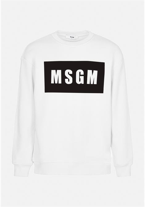 White crewneck sweatshirt for boy with logo MSGM | MS029322001