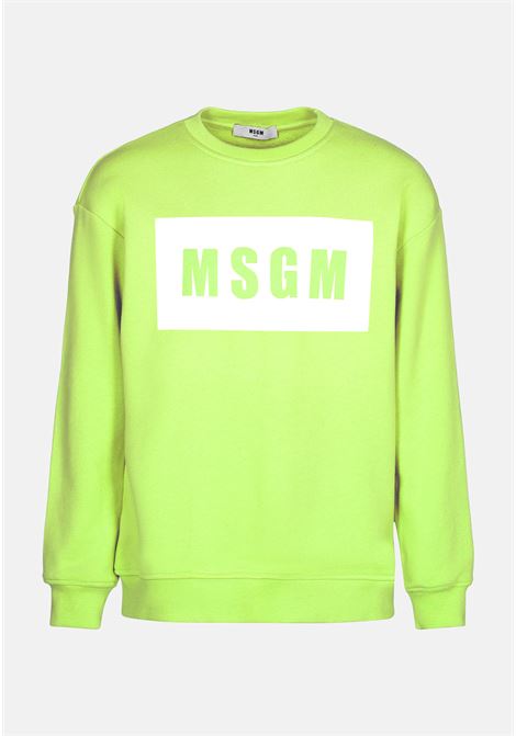 Green crewneck sweatshirt for boys with logo MSGM | MS029322086