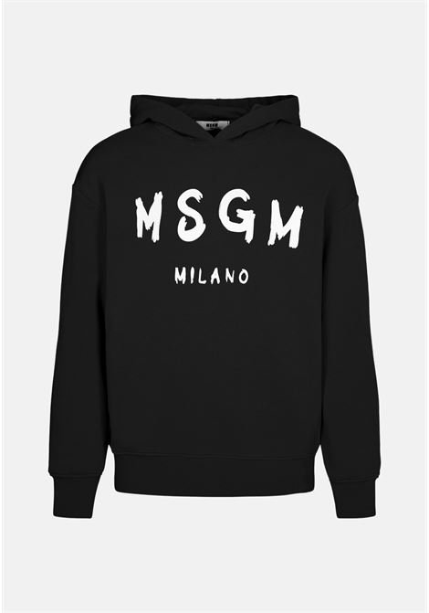 Black hooded sweatshirt for boy with logo print MSGM | Sweatshirt | MS029325110