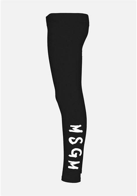 Leggings nero da bambina con stampa logo MSGM | Leggings | MS029330110