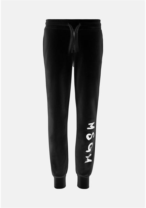 Black sports trousers for boys and girls with logo print MSGM | Pants | MS029342110