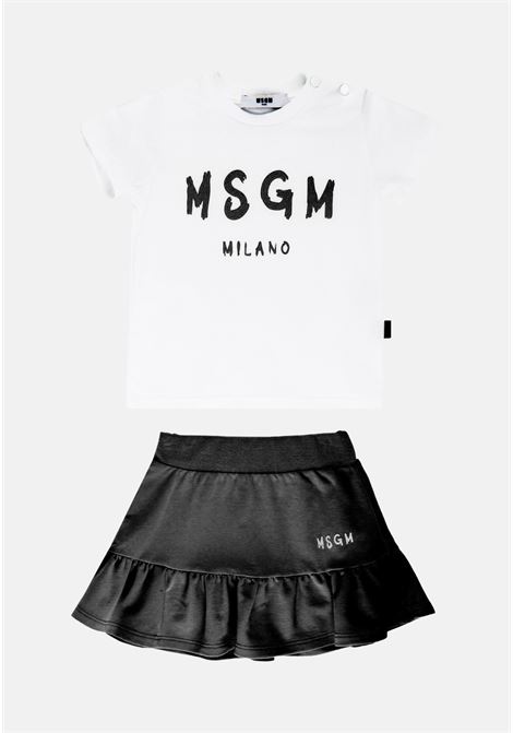 Two-tone baby outfit with logo print MSGM | MS029363001-01
