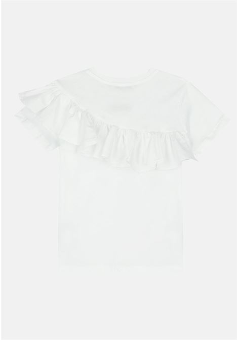 T-shirt casual bianca da bambina con rocuhe e logo MSGM | T-shirt | MS029399001