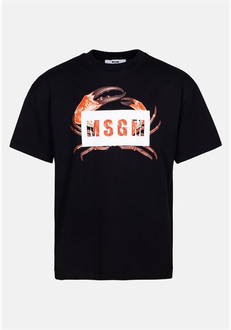 T-shirt casual nera da bambino con stampa logo MSGM | T-shirt | MS029529110