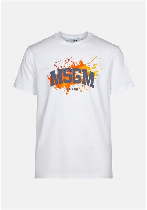 T-shirt bianca da  bambino con stampa logo MSGM | T-shirt | MS029545001