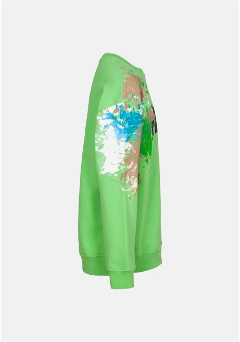 Green crewneck sweatshirt for boys with logo and painting print MSGM | MS029549902
