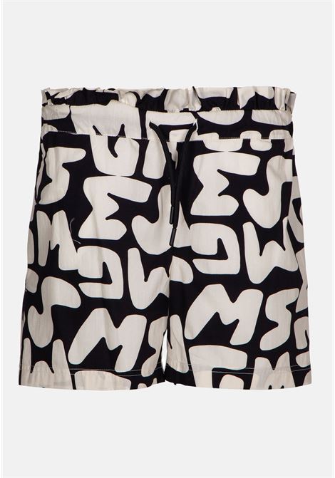 Shorts casual nero da bambina con stampa logo all over MSGM | Shorts | MS029575200