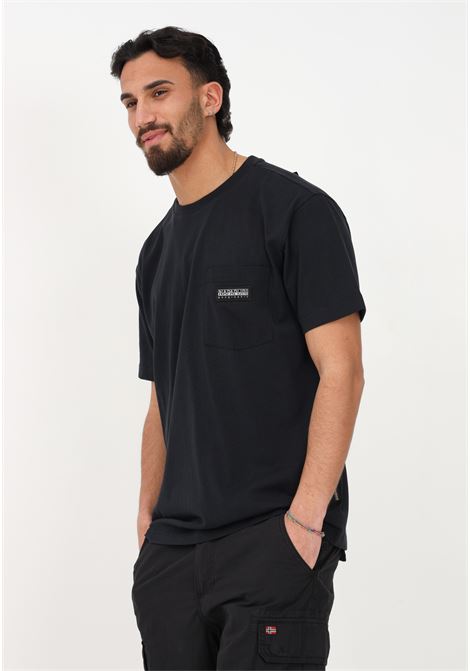 T-shirt casual nera da uomo con taschino al petto e logo NAPAPIJRI | T-shirt | NP0A4GBP04110411