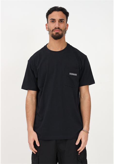 T-shirt casual nera da uomo con taschino al petto e logo NAPAPIJRI | T-shirt | NP0A4GBP04110411