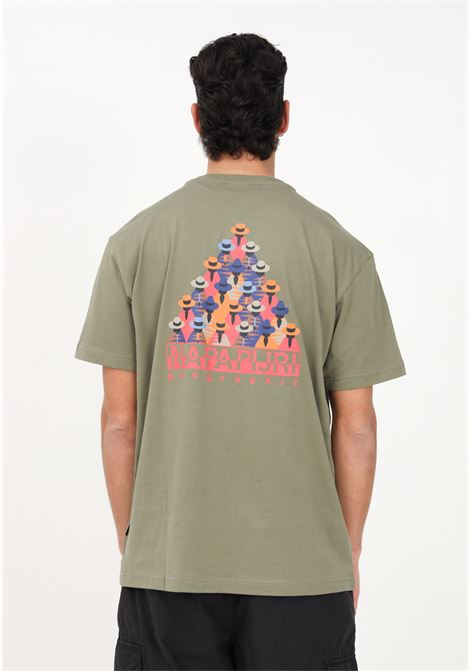 T-shirt casual verde da uomo con maxi stampa logo sul retro NAPAPIJRI | T-shirt | NP0A4H27GAE1GAE1