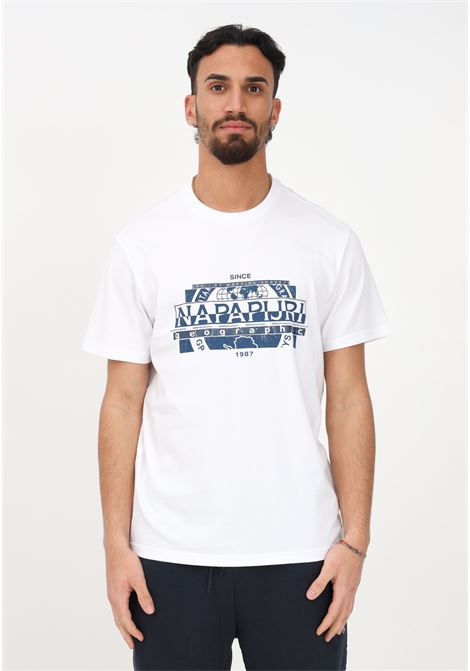 T-shirt casual bianca da uomo con maxi stampa logo NAPAPIJRI | T-shirt | NP0A4H2C00210021
