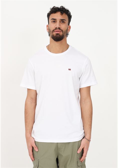 T-shirt casual bianca da uomo con ricamo logo NAPAPIJRI | T-shirt | NP0A4H8D00210021