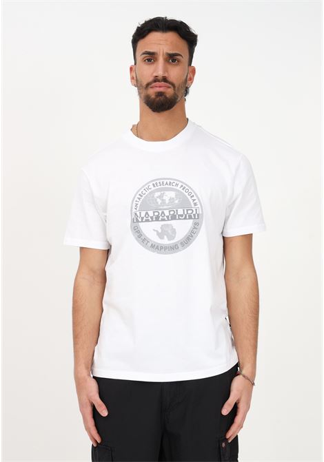 T-shirt casual bianca da uomo con maxi stampa NAPAPIJRI | T-shirt | NP0A4H9K00210021