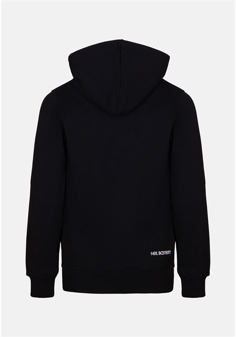 Black sweatshirt for boys and girls with hood and logo print NEIL BARRETT KIDS | 033574110