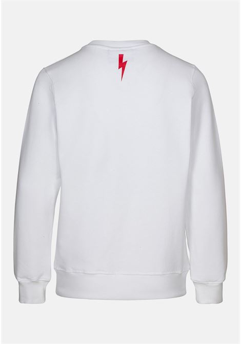 White crew-neck sweatshirt for boys and girls with logo print NEIL BARRETT KIDS | 033575001
