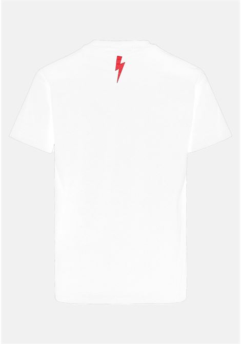 Casual white t-shirts for boys and girls with logo print NEIL BARRETT KIDS | T-shirt | 033580001