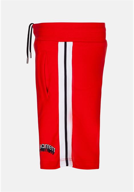 Shorts casual rosso da bambino con stampa logo e bande laterali NEIL BARRETT KIDS | Shorts | 033582040