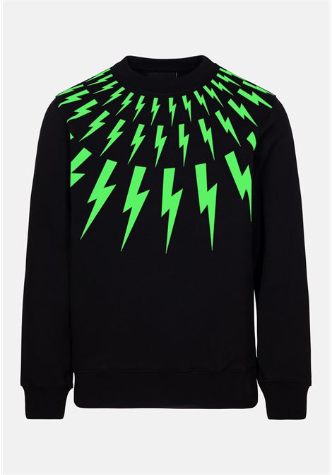 Black crew-neck sweatshirt for boys and girls with logo print NEIL BARRETT KIDS | Sweatshirt | 033622110-48