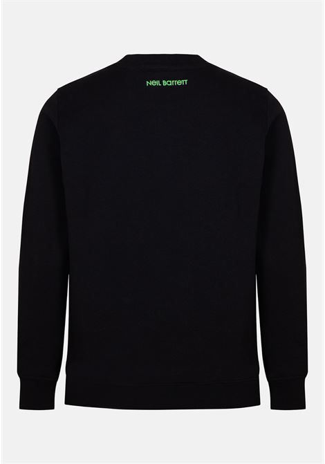 Black crew-neck sweatshirt for boys and girls with logo print NEIL BARRETT KIDS | 033622110-48