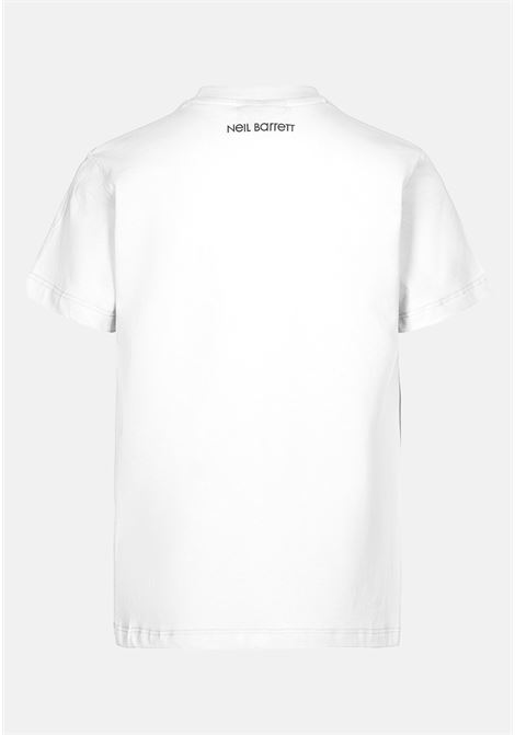 T-shirt casual bianca da bambino con stampa logo NEIL BARRETT KIDS | T-shirt | 033623001
