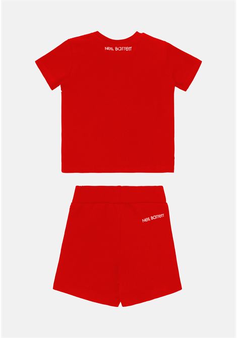 Red baby outfit with all over print NEIL BARRETT KIDS | 033636040