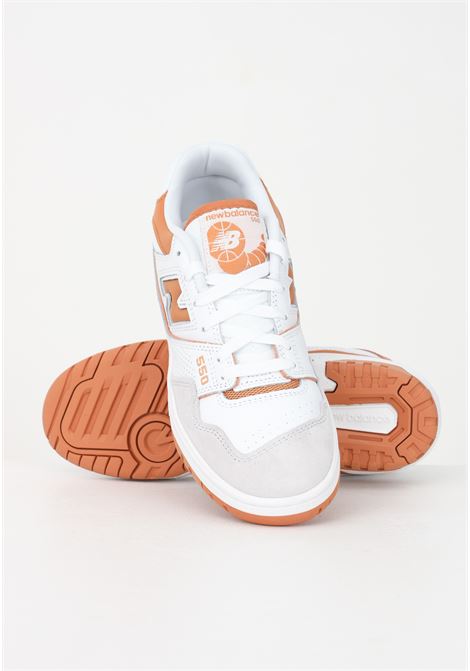 White 550 casual sneakers for men and women NEW BALANCE | Sneakers | BB550LSCWHITE/ORANGE