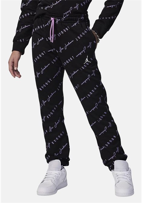 Black sporty trousers for girls with all-over logo print NIKE | Pants | 45C162023