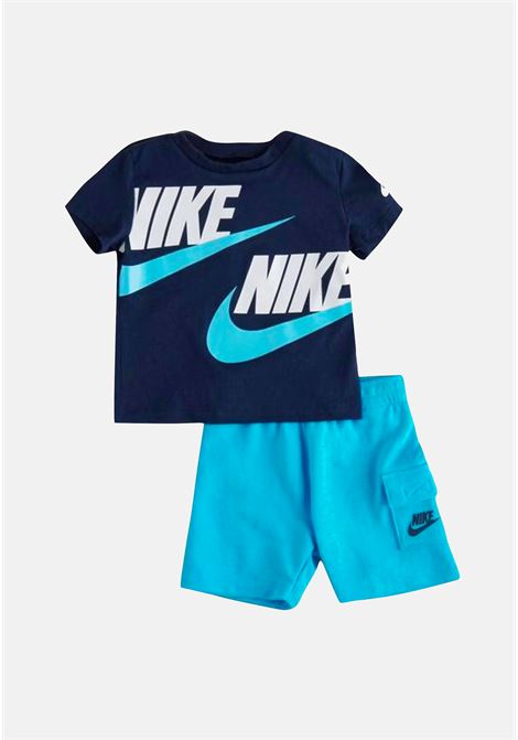 Blue and light blue baby outfit with logo NIKE | 66J213F85