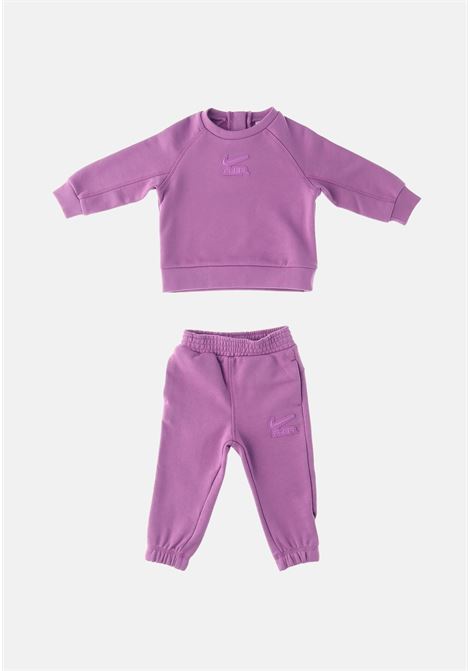 Lilac tracksuit for newborn with rubberized logo patch NIKE | Suit | 66K519P3R