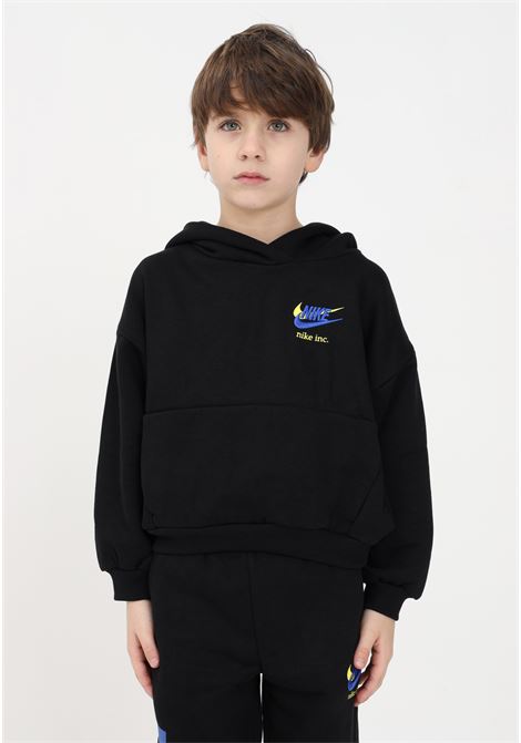 Black hooded sweatshirt for boys with maxi logo print on the back NIKE | Hoodie | 86K432023