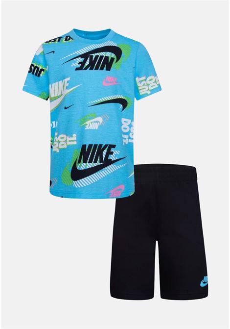 Completino sportivo azzurro da bambino con t-shirt e short NIKE | 86K471023